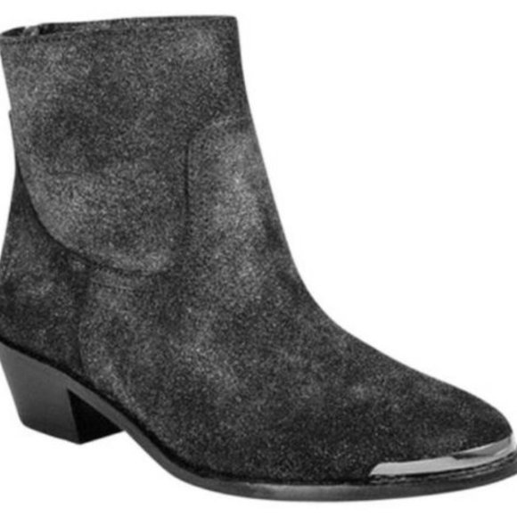 Allen Schwartz Persiphone Leather Metallic Boots 8 - Picture 1 of 7